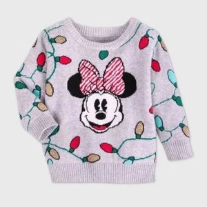 NWT Disney Store Disney Baby Girl Minnie Mouse Holiday Lights Sweater 9/12 Month
